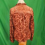 Anthropologie Womens Rust Orange Floral Velvet Tie Neck Blouse Medium Photo 1