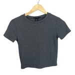 Forever 21 NWOT Ribbed Knit Cropped Baby Tee in Grey Size S Photo 1