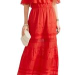 Alice + Olivia Pansy Red Embroidered Off-the-Shoulder Maxi Dress Photo 1