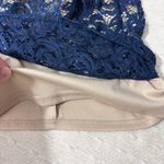 JACKIE JON Couture Navy & Nude Lace & Sequin Midi Dress Embellished Waistline 4 Blue Photo 12