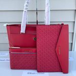 Michael Kors MK Maisie Large 3 in 1 Leather Tote Bag - Flame Red Photo 1