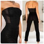 I am gia I.AM.GIA Ophelia Jumpsuit Ruche Mesh Strapless Stretch in Black Photo 1