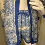 All Saints Blue and White Paisley Jacket and Shorts Set Size 2. Photo 9