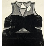 EXPRESS  Black Velvet Dress Open Back Open Back Sheer Size 4 NWT Photo 2