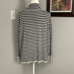 Eileen Fisher  Black Gray White Striped Cowl neck drawstring pullover popover Photo 2