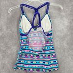Hula Honey  Purple Print Crisscross Padded Swimwear Tankini Tank Top Medium M Photo 1