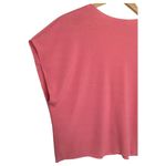 ZARA Top Womens L V Neck Ribbed Cropped Short Dolman Sleeve Raw Hem Pink Photo 12