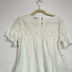 J.Crew  White Eyelet Blouse Womens M Short Sleeve Babydoll Tee Shirt Romantic Photo 8