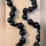 Black Beaded Necklace with Ribbon vintage chunky beads long can be doubled Photo 3