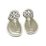 Tory Burch Metallic Gold Cream Fringe Miller Logo Sandals Flip Flops Size 8 Photo 1