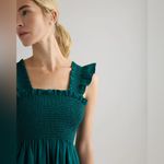 NWT Quince Women’s 100% Organic Cotton Poplin Smocked Midi Dress – Green, Size M Green Size M Photo 6