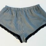 Black & White Pinstripe Lace Trim Sleep Shorts Photo 1