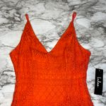 Lulus Happy Glow Lucky Orange Lace Midi Dress Photo 3