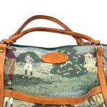 Vintage 90's Golf Golfer Tapestry Leather Small Duffle Bag w/ Matching Pouch Green Photo 7