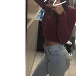 Wet Seal Maroon Long Sleeve Crop Top Photo 3