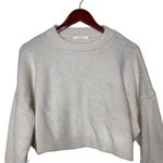 Hers Cropped Crewneck Long Sleeve Pullover Cropped Sweater White Womens S Photo 1