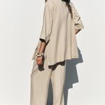 ZARA NWT LINEN BLEND DOUBLE BREASTED BLAZER BLOGGERS FAVE LIGHT BEIGE Photo 6