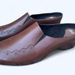 1803 Brown Leather Slip On Mule Comfort Shoes Made in Portugal Women's size 41 Photo 0