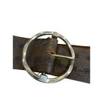 Vintage Womens Brown Leather Belt With Silver Photo 1
