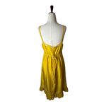 Viola Dress Women 6 Yellow Silk Mesh Trim Crochet Tie Waist Midi Boho Cottage Photo 2