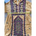 Intropia Boho Embroidered Tunic Dress Mustard Yellow Sz 38 Ethnic Folk Style Size M Photo 4