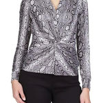Michael Kors Michael‎ Kors Silver Long Sleeve Fitted Button Down Shirt​ Photo 0