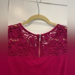 New York & Co Size M Magenta Lace Short Sleeve Stretch Zip Back Top Pink Size M Photo 9