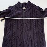 LL Bean Purple Double L Mixed Cable Full Zip Mock Neck Cotton Sweater SMALL Photo 5