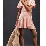 Free People  Scarlett Satin Ruffle Wrap Mini Dress in Peach Size M Photo 0