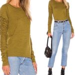 House of Harlow  1960 Burnout Ruched Long Sleeve Tee Top Bronze Olive Medium Fall Photo 1