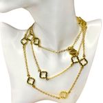FORNASH Quatrefoil Gold Tone Necklace with lobster claw clasp 42 inches long Photo 11