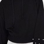 ZARA Black Cropped Pearl Embellished Hooded Knit Sweater Size Small Photo 0