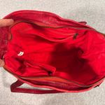 Women's Red Leather Shoulder Bag Woven Design Casual Handbag Photo 7