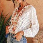 Bohme NWT  Spanish Embroidered White Top Tassels Gold Beading M Photo 0