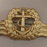 Vintage German Navy Gold Tone Metal Anchor Laurel Wreath Insignia Pin Badge Photo 5