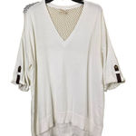 Michael Kors White Leather Accent V Neck Sweater Size XL Photo 0