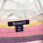 Roamans Plus Size 30W Top Striped Button Up‎ Shirt Pink Cotton V Neck 693 Photo 7