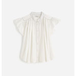 Madewell Shirred Lace Trim Top Blouse Cotton Viscose Lightweight White Small NWT Photo 5