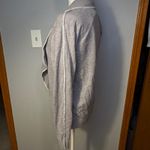 Aaeda Gray Open Front Knit Cardigan Sweater XL Draped Collar Whipstitch Detail Photo 2