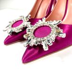 Amina Muaddi Begum Brooch Pointed Toe Pump Magenta Size 37 NEW Photo 6