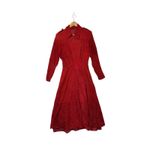 Vintage Wine Red 100% Leather Trench Coat Dress Women's Well Loved Unique Size 8 Photo 1