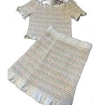Storia  multi color tan smocked ruffled skirt and top set size medium Photo 2