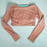 ISA & ANA Floral Long Sleeve Rash Guard Workout Crop Top Size Small Orange Photo 0