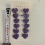Purple sparkle heart drop earrings Photo 1