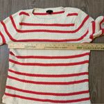 Talbots Striped Pullover Sweater Womens Petite Large Cream Coral Stripes Preppy Photo 2