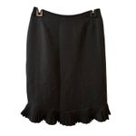 Kasper  Petite Black Pinstripe‎ Ruffle Hem Knee Length Skirt Photo 1