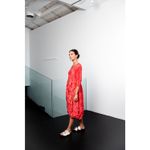 Alquema 3/4 Sleeve Smash Pocket Midi Dress Size Medium Glossy Ice Blue Crinkle Photo 1