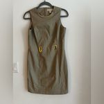 Michael Kors  Olive Green Sheath Dress Size 4 Gold Hardware Sleeveless Photo 3