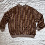 Bonworth Vintage Brown Retro Stripe w/ Gold Metallic Grandpa Sweater - Medium Photo 3