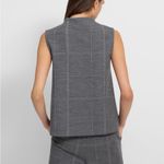 Theory Sleeveless Volume Top in Checked Eco Knit Plaid S Mock Neck Quiet Luxury Photo 9
